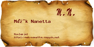 Mák Nanetta névjegykártya